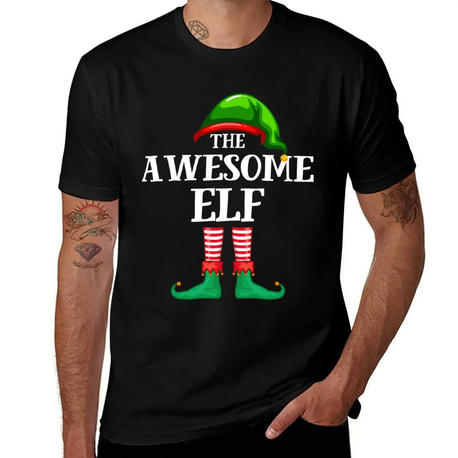 Camiseta de pijama para fiesta de Navidad en familia con diseño de elfos, camiseta para hombre, camisetas de algodón, camisetas 100% de algodón