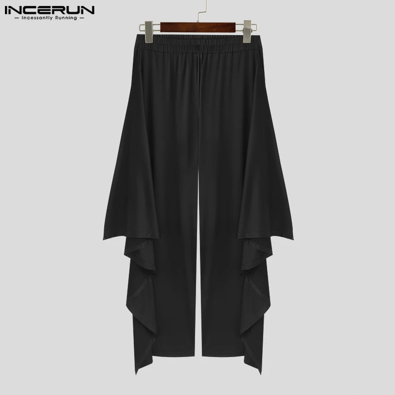 2024 Men\'s Irregular Pants Solid Color Elastic Waist Loose Trousers Men Streetwear Joggers Fashion Casual Pantalon S-5XL INCERUN