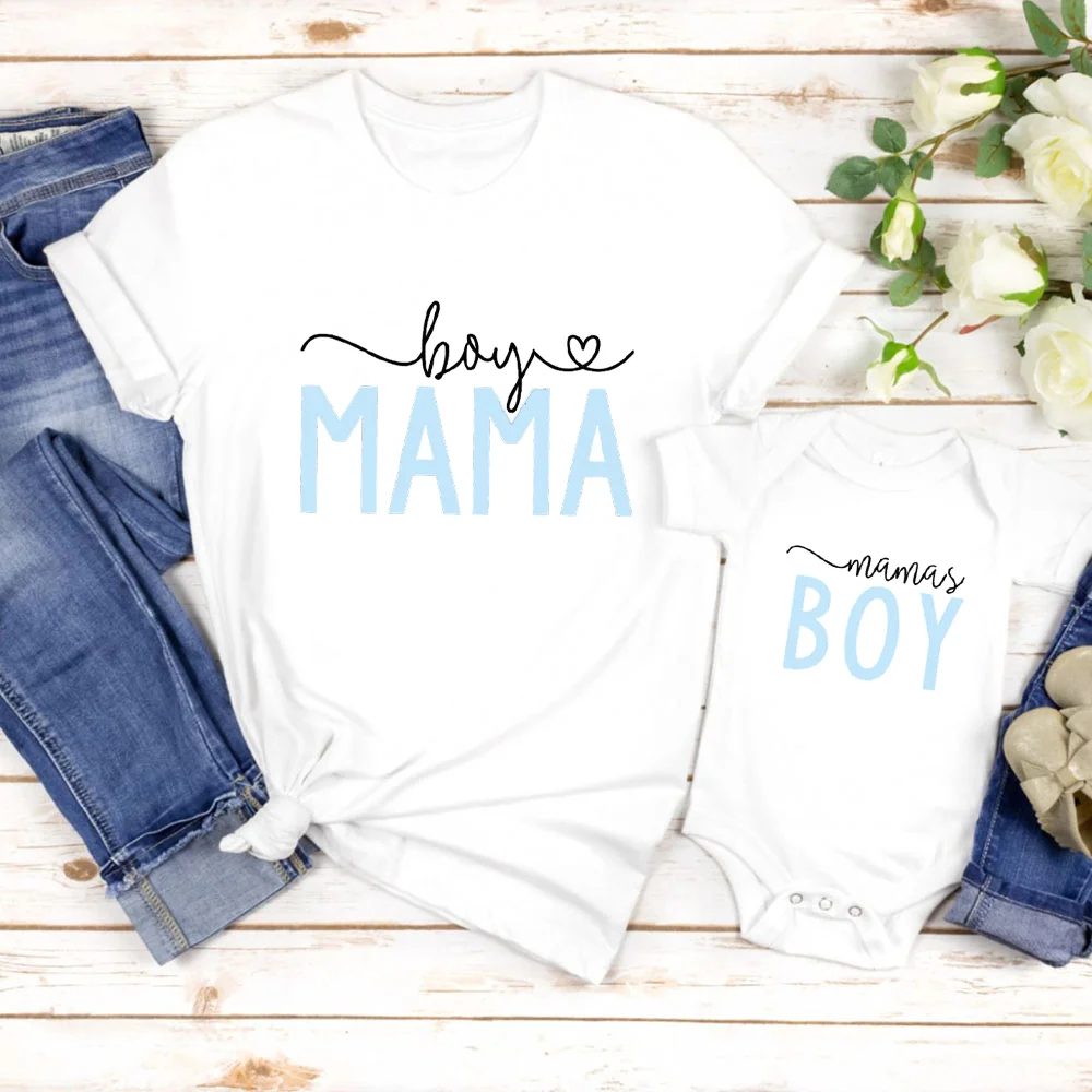 Boy Mama & Mama\'s Boy Matching Tees Matching Mommy and Me Shirt Clothes New Mom Shirts Baby Rompers Family Look