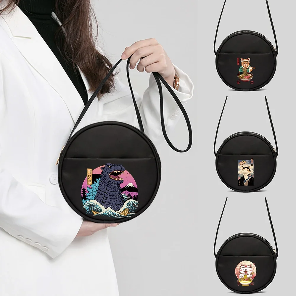 Womens' Round Crossbody Bag Shopping Handbag Multifunctional Commuting Storage Bags Single Shoulder Pack Japan Cat Series