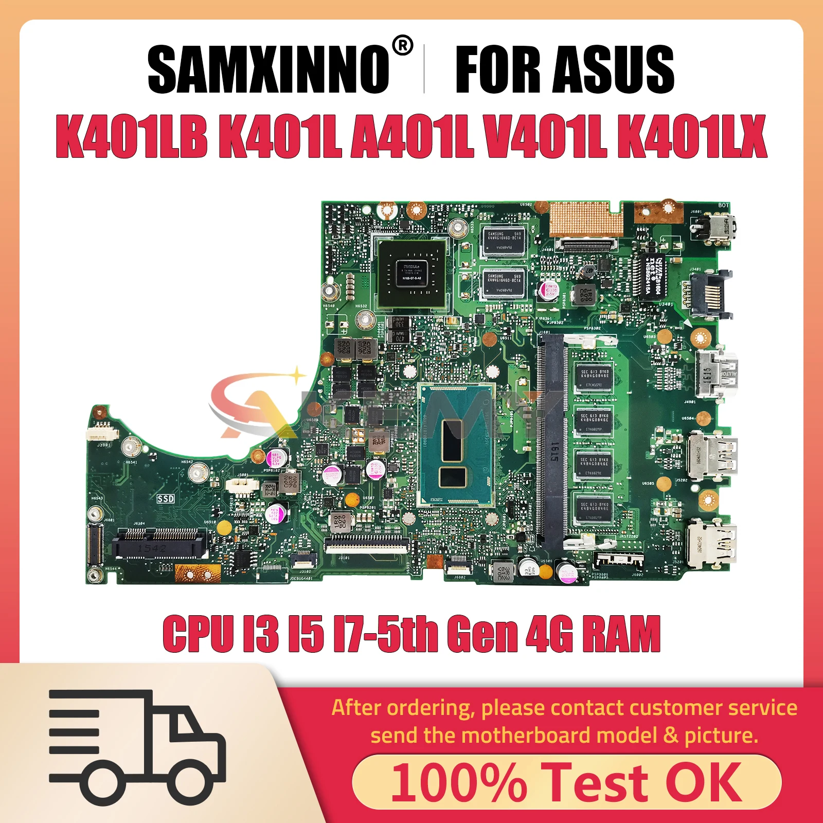 K401LB Notebook Mainboard For ASUS K401L A401L V401L K401LX Laptop Motherboard CPU I3 I5 I7 5th Gen 4G RAM GT940M V2G