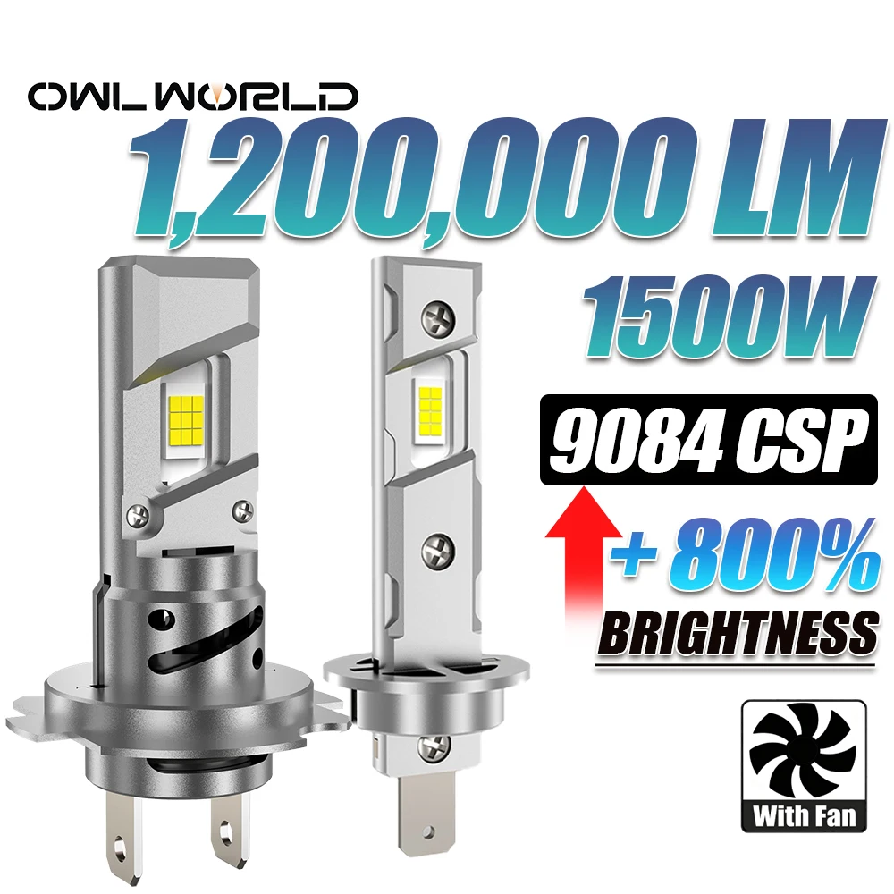 H1 H7 CANBUS Bulbs Car Led Headlight Lights 1200000LM 1500W Super Bright Fog Light High Power Mini Bulb Lamp Turbo Fan 12V 24V