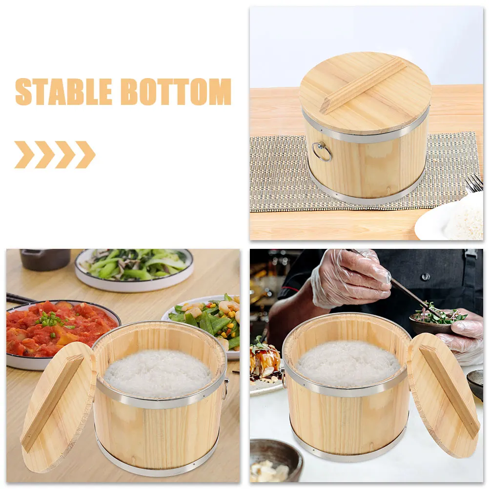 

Wood With Lid Food Storage Round Steaming Container For Kitchen Sushi Steamed Household Multi-Function Bucket Wooden Storage