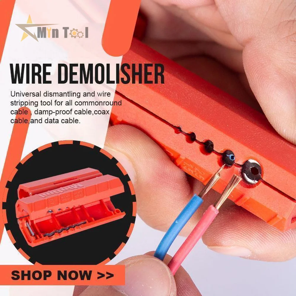 Mintiml™Wire Demolisher Mini Portable Stripper szczypce do zaciskania narzędzie ściąganie izolacji z kabla przecinak do drutu Cut Line Pocket