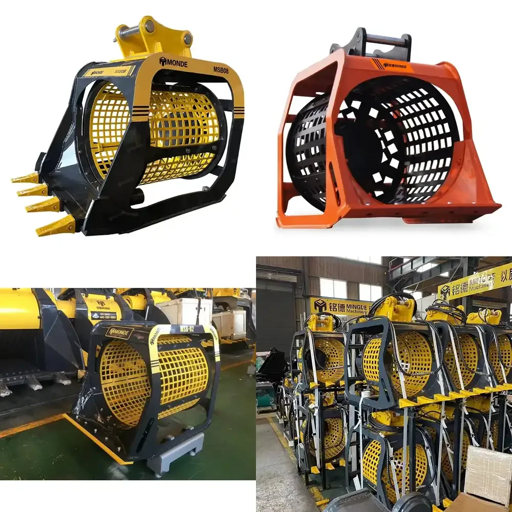 Rock Rolling Stone Screen Excavator Bucket for Soil Screening Rotary Mesh Size Customizable for