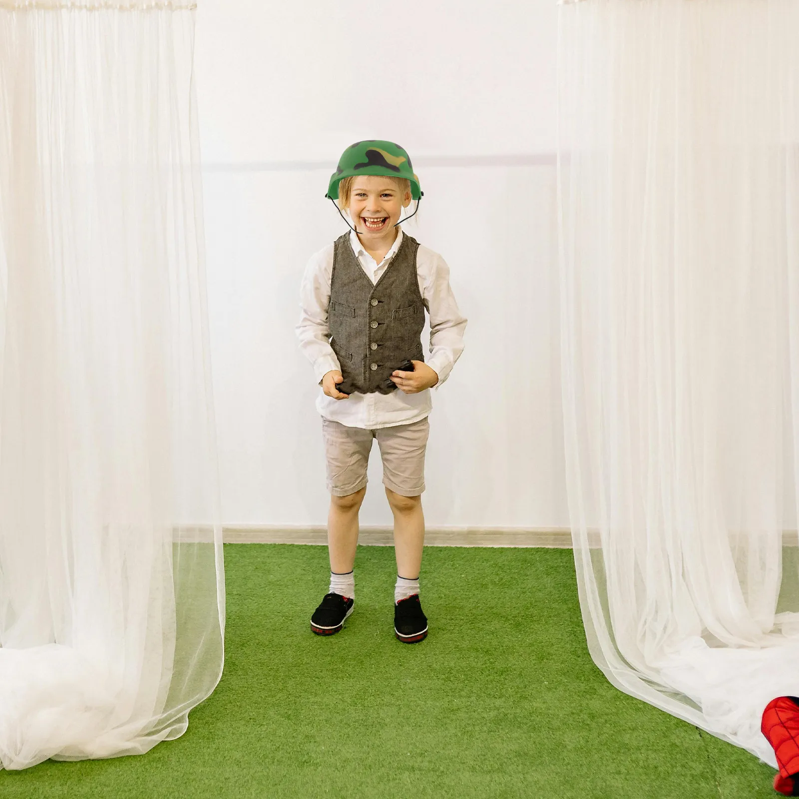 

2Pcs Army Camo for Kids Ages 4-8 Realistic Soldier Cosplay Gear Comfortable Fit Camouflage Hat Role Play Costume