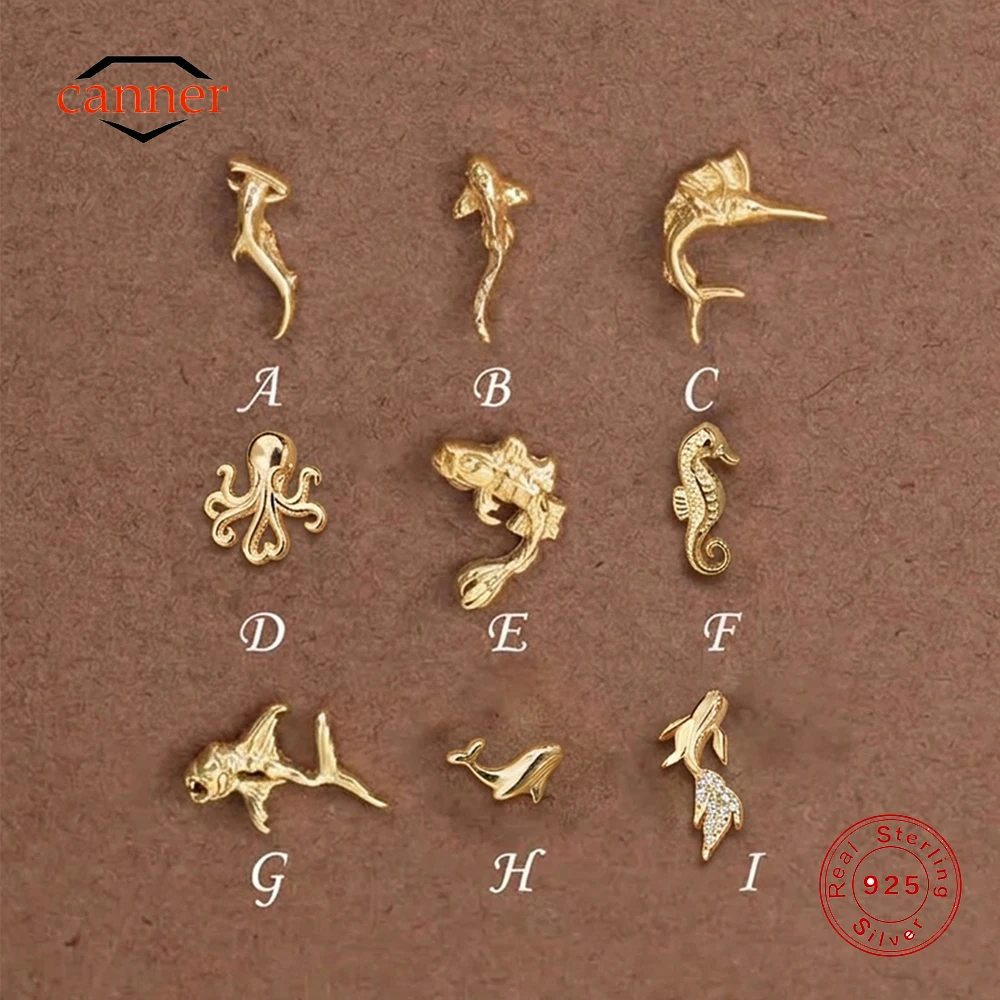CANNER 1PC 925 Sterling Silver Phoenix Screw Back Stud Animal Cartilage Piercing Minimalist Flat Back Earrings Helix Ear Jewelry
