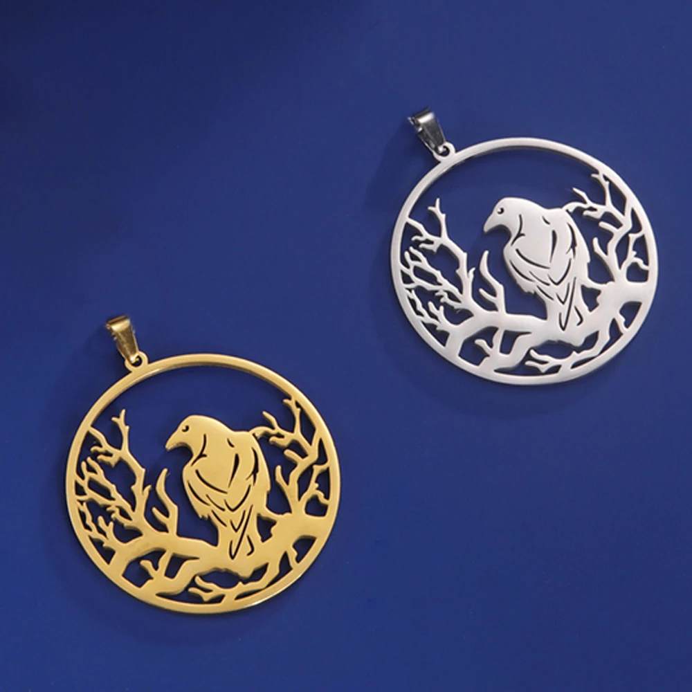 Dawapara Norse Animal Crow Pendant Odin Raven Mythology Irish Jewelry Stainless Steel Charm DIY Accessories