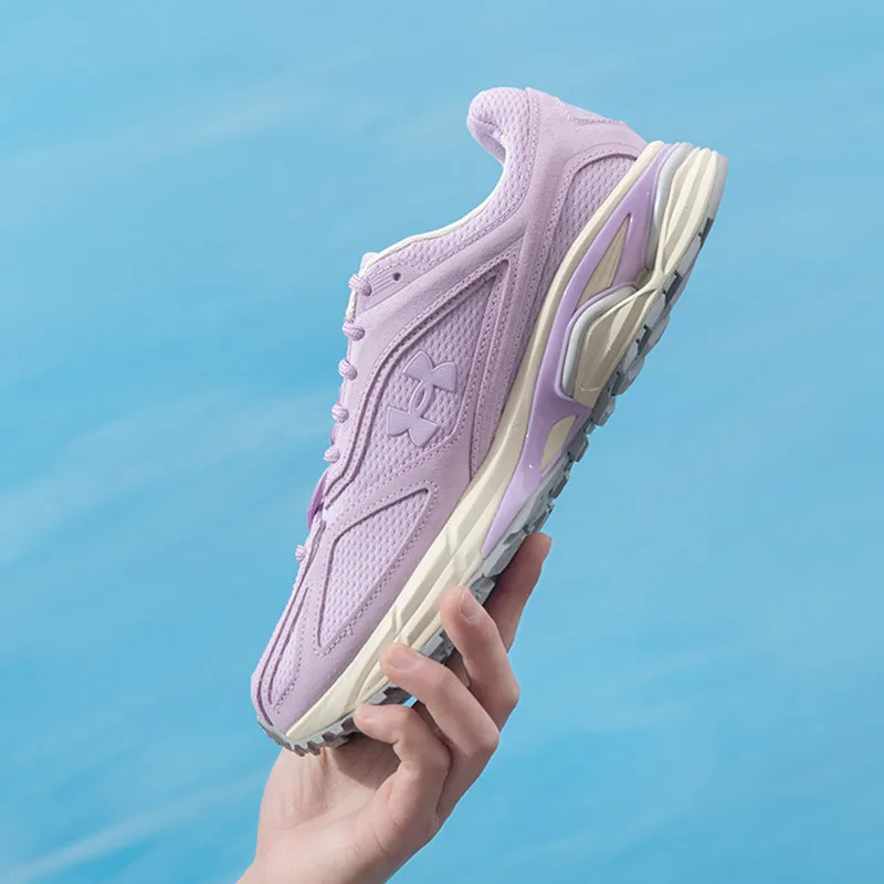 Under Armour Unisex Casual Shoes 3027596-500 Purple Mesh Upper Synthetic Leather UA HOVR Cushion Comfort Sneakers