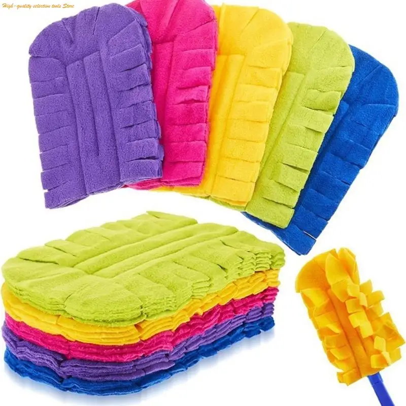 203F 6PCS Colorful Fleece Reusable Hand Duster Refills Washable Dusting Pad for Cleaning, Floor, Blinds, Window