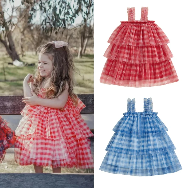 FOCUSNORM 4 Style 0-5Y Lovely Little Girls Valentine's Day Dress Sleeveless Heart Mesh Tulle Layered Ruffles Princess Dress