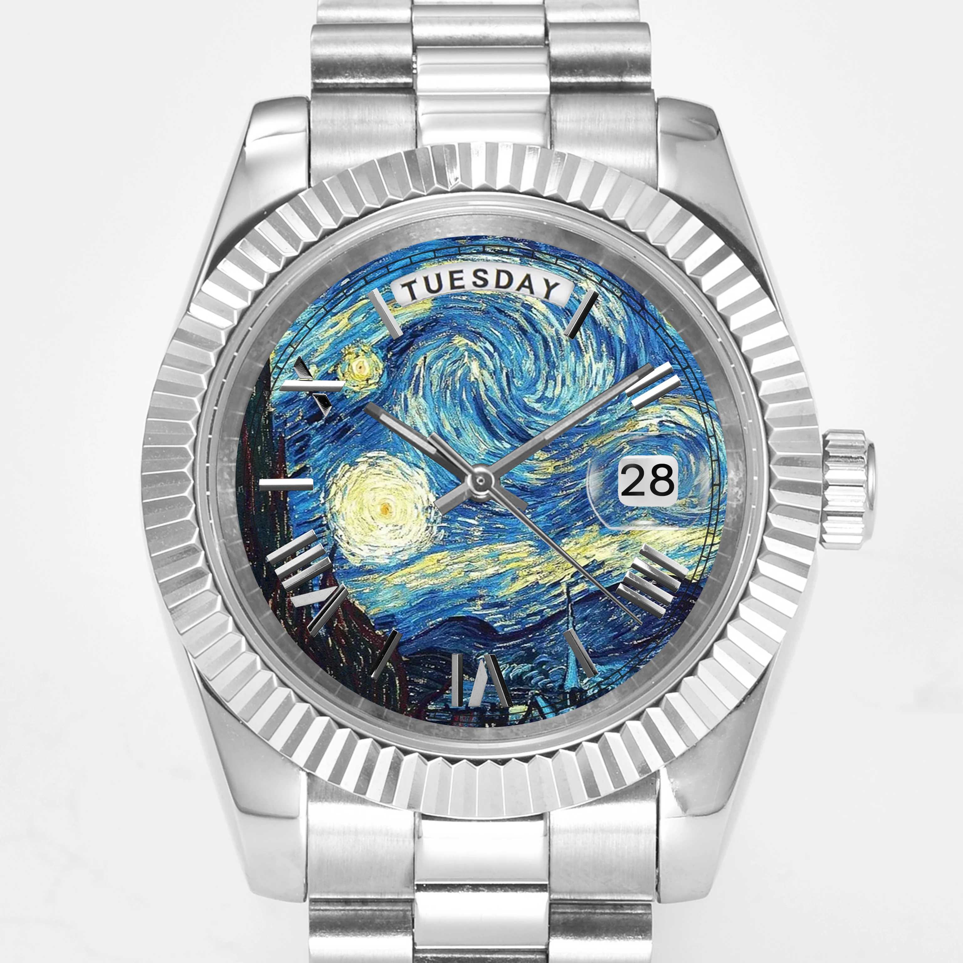 40/39/36mm 8285 Watch Van Gogh Masterpiece Sunday Date Dual Calendar Display Automatic Mechanical Movement Men's Watch