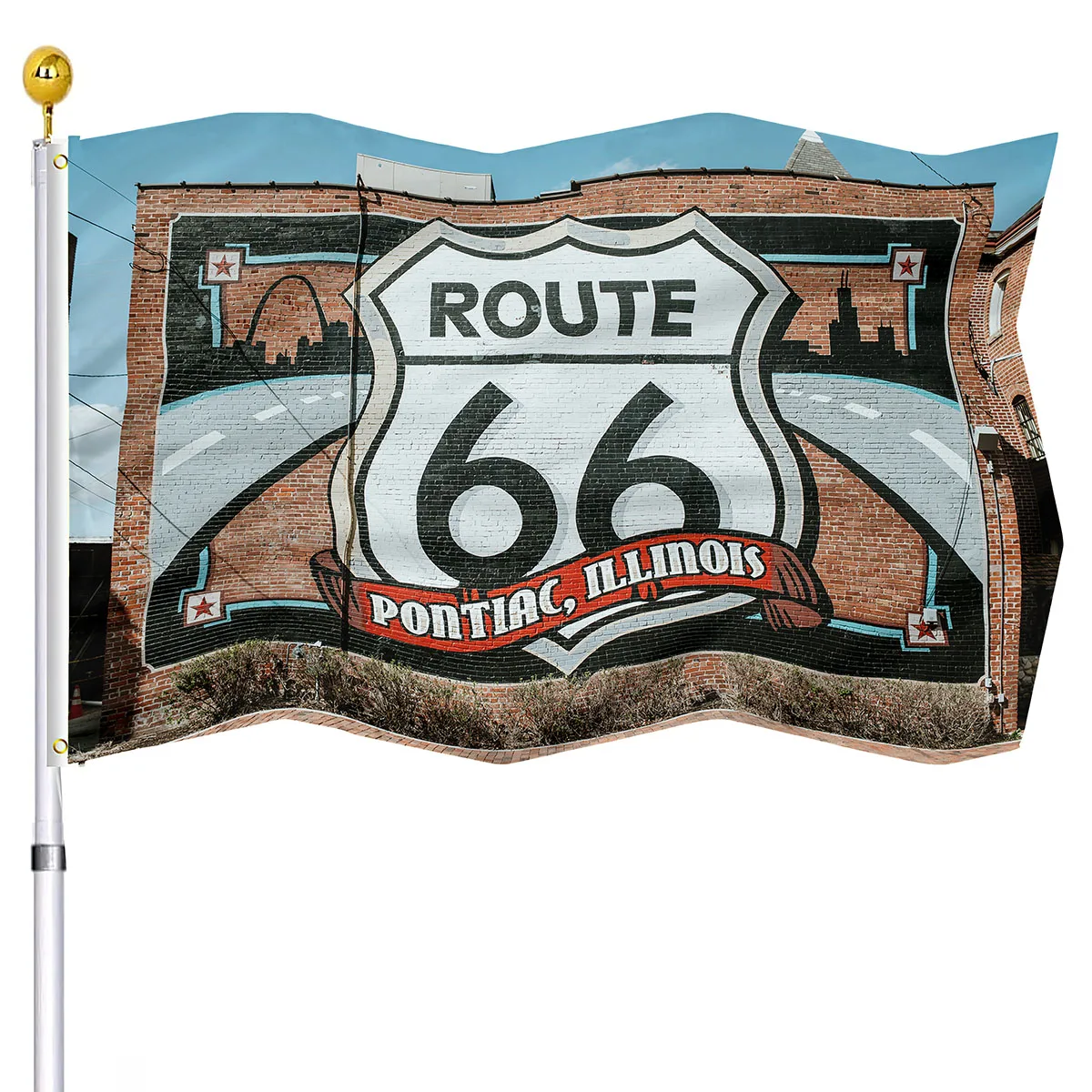 Famous US Route 66 Road Flag Holiday Party Indoor Porch Outdoor Decor Flags Double Stitched Banner with Brass Grommets Yard Flag