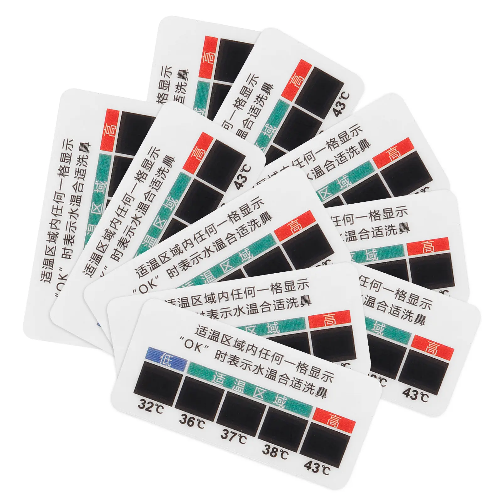 10Pcs Temperature Sticker Nose Saline Solution Adhesive Liquid Crystal Temperature Strips for Nasal Rinsing Bottle Saltwater