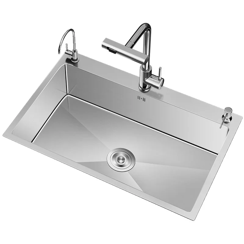 Stainless Steel Waterfall Kitchen Sink Vegetable Washing Basin Large Single Slot Dishwasher Household Thickened Sink