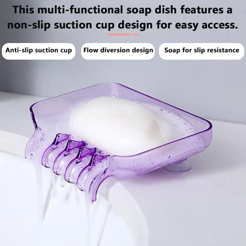Suction Cup Soap Dish Drainable Soap Holder Punch-free Wall Mount Soap Storage Rack Waterproof Soap Tray For Bathroom Sink
