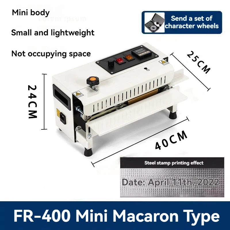 FR-400 Horizontal Auto Continuous Bag Sealing Machine Plastic Bag  Sealing Machine Sealer Electric Bag Sealer Date Printing