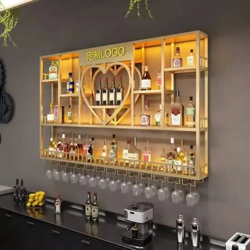 

Хранение Винные шкафы для гостиной Кухонная полка Подвесная розничная бутылка Винная полка Металлический коммерческий держатель Wijn Kast Домашнее оборудование