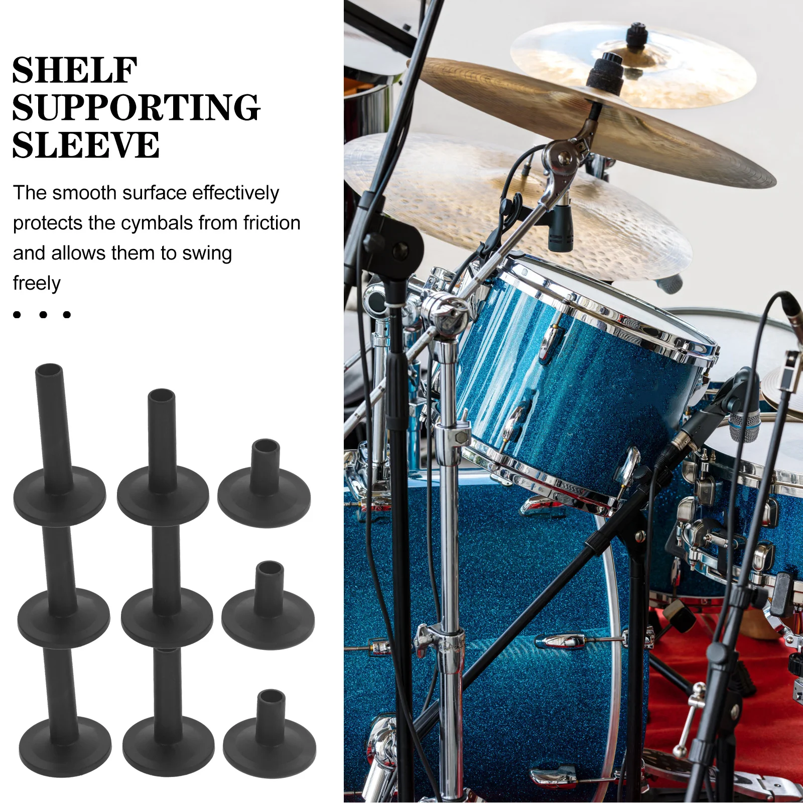 

12pcs Drum Cymbal Sleeves Plastic Replacement For Drum Kit Durable Lightweight Percussion Parts Cymbal Tube Musical Instrument