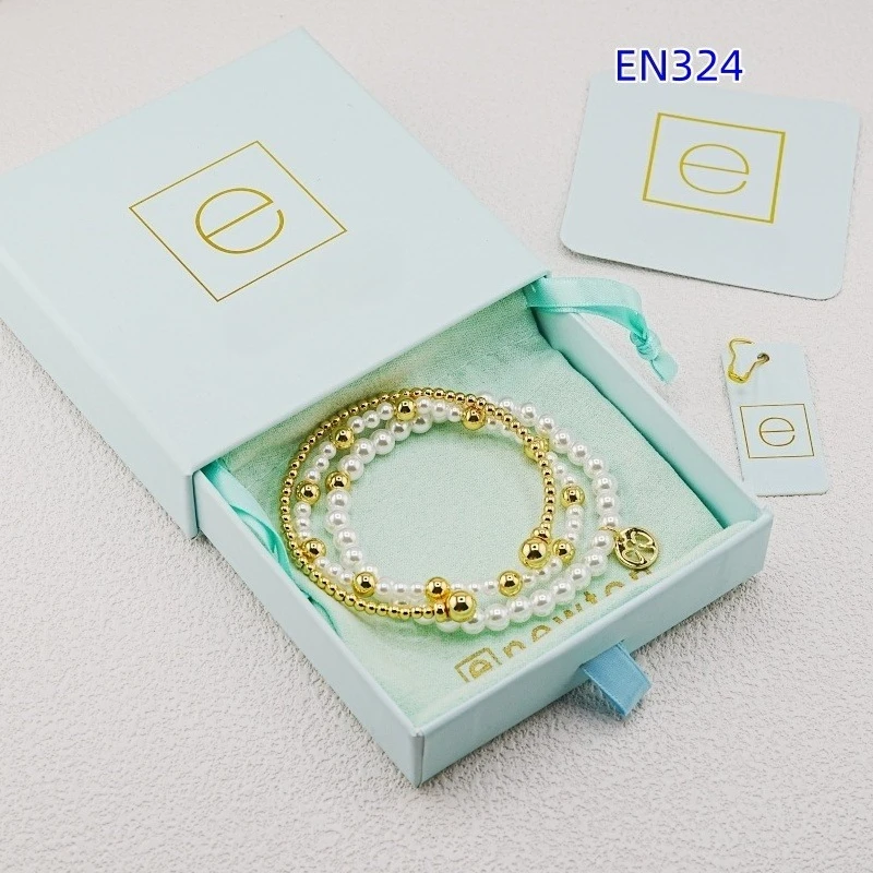 VKVVA Classic Gold-plated Pearl Beaded Stretch Bracelet Set Hollow Round Pendant Stackable Layered for Women Fashion Jewelry