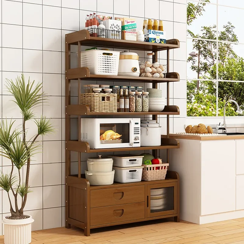 Multi Tier Kitchen Storage Rack for Pots Seasoning Household Organizer Shelf Space Saving Cookware Stand