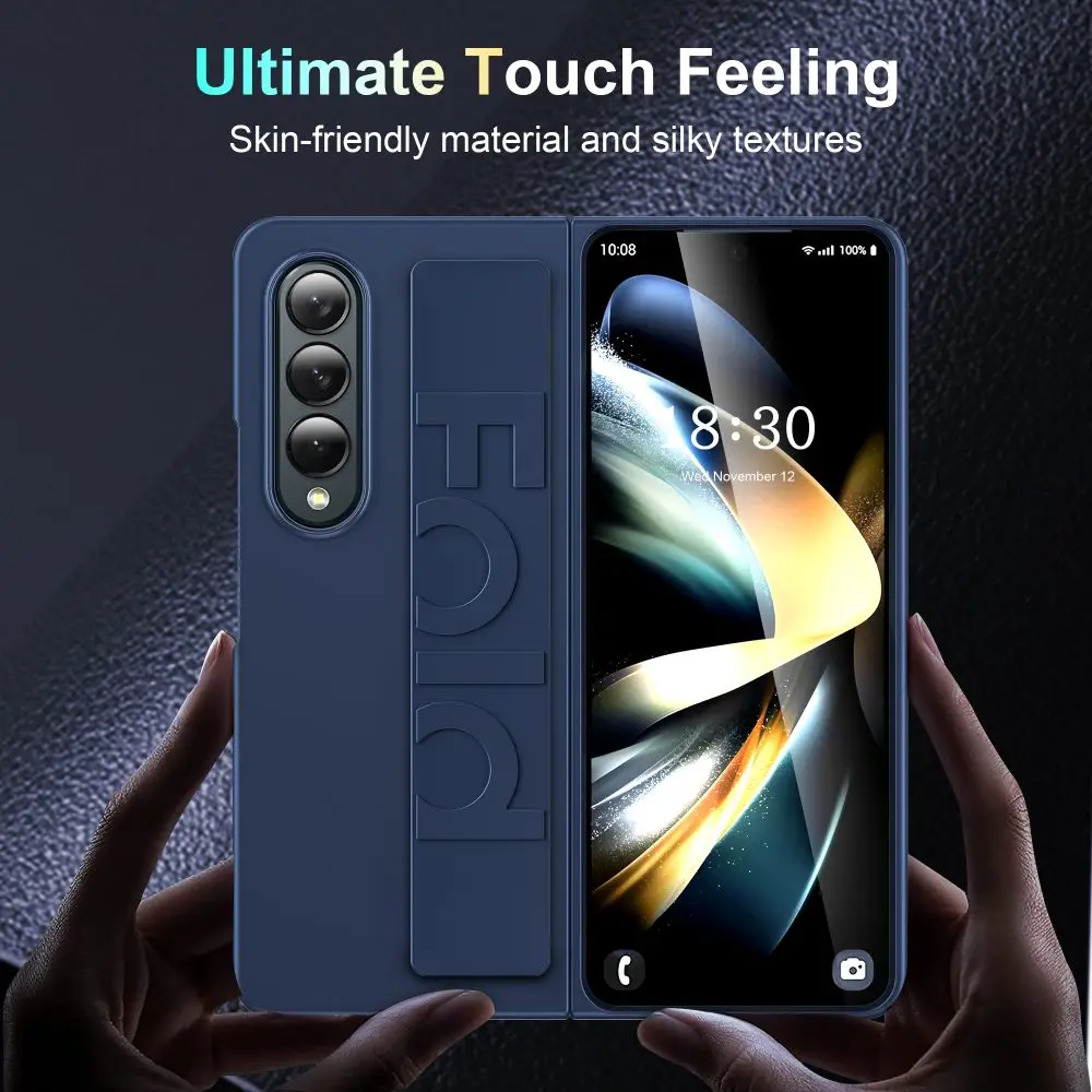 For Samsung Galaxy Z Fold 6 5 4 3 Case ZFold3 Luxury Ultrathin Matte Silicone Wristband Transparent Shockproof Folding HardCover