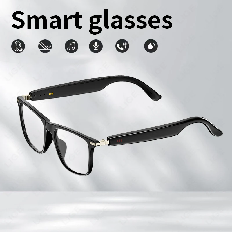 

LIGE новые умные очки с сенсорным управлением, Bluetooth-наушники, голосовой помощник для звонков, водонепроницаемые умные очки для воспроизведения музыки на открытом воздухе