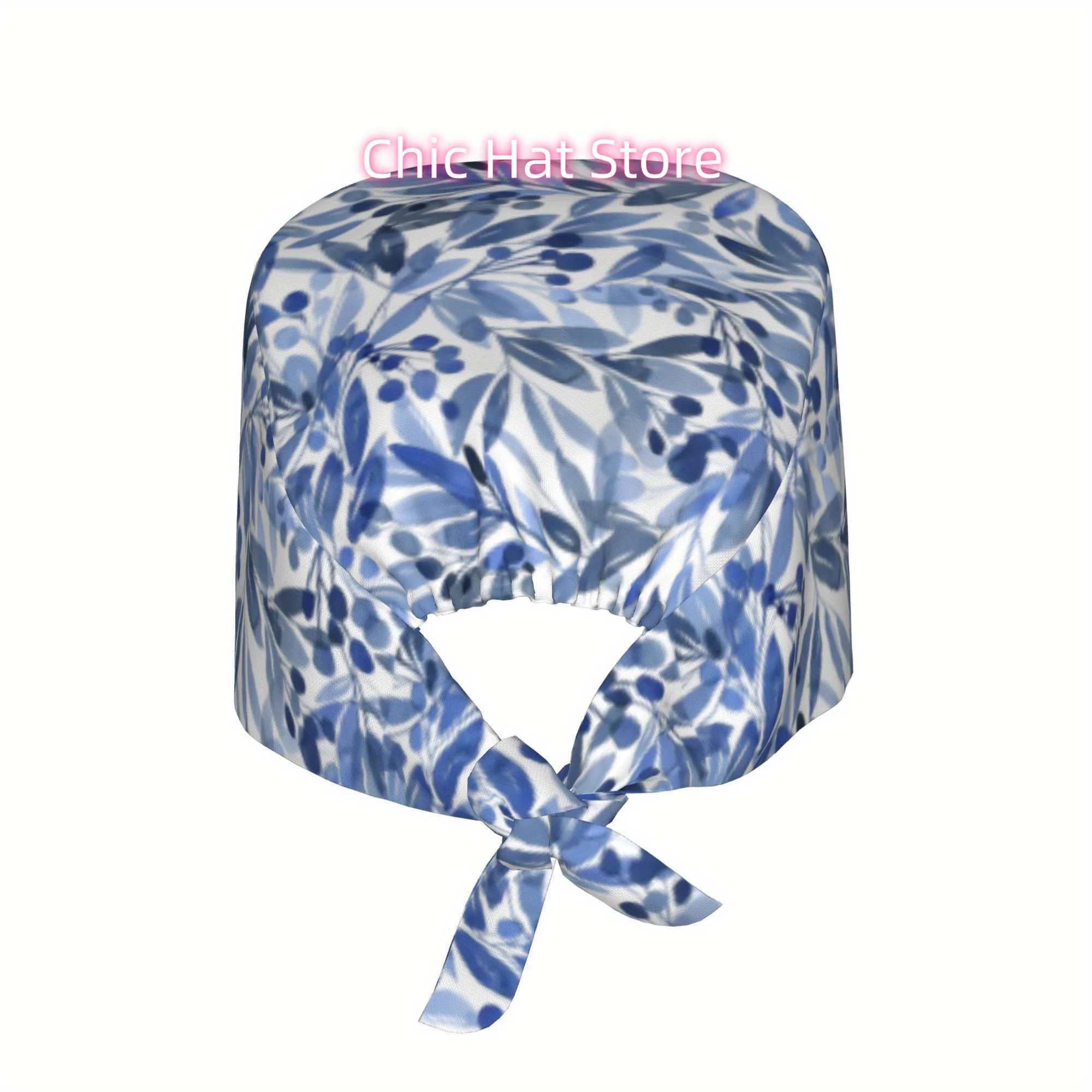 1pc Floral Flower Women's Stylish Printed Work Cap - Lightweight Adjustable Skull Cap, Tie-Back Nurse Hat, Dustproof Chef & Cook