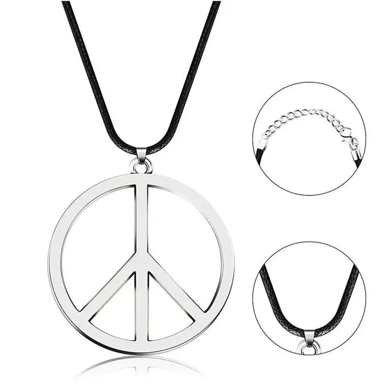 Men's stainless steel necklace, love and peace pendant, love and peace pendant