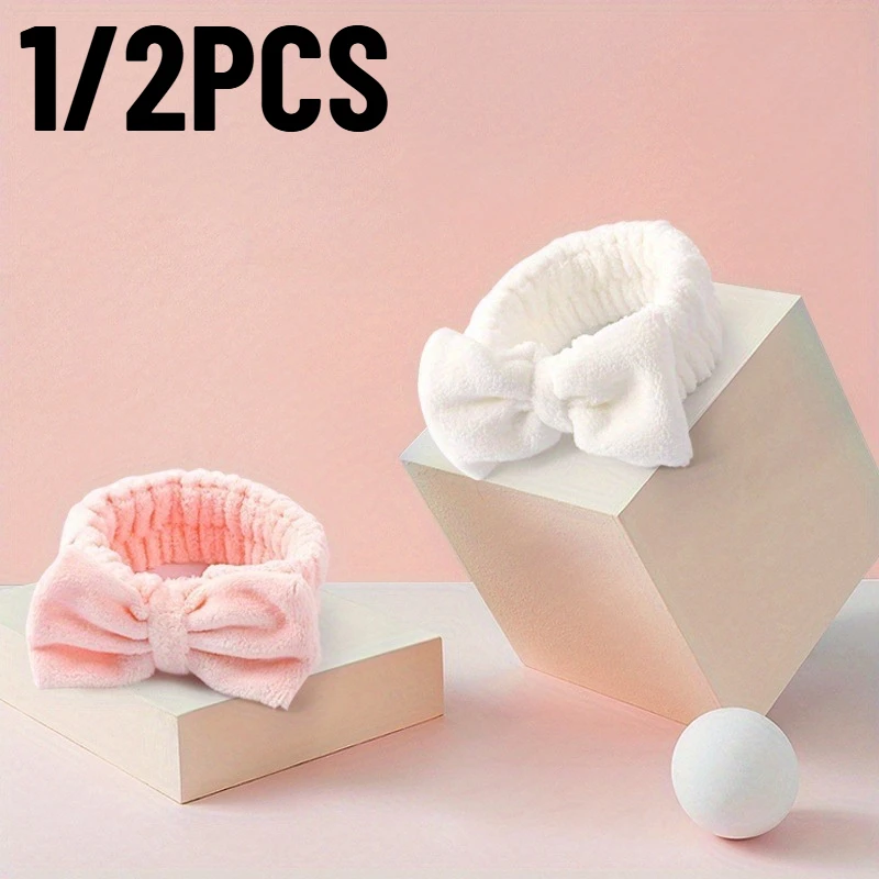 

1/2 шт. розовая/белая женская повязка для мытья лица с узлом-бабочкой, применимая для мытья лица, маска для лица, красивая повязка для волос