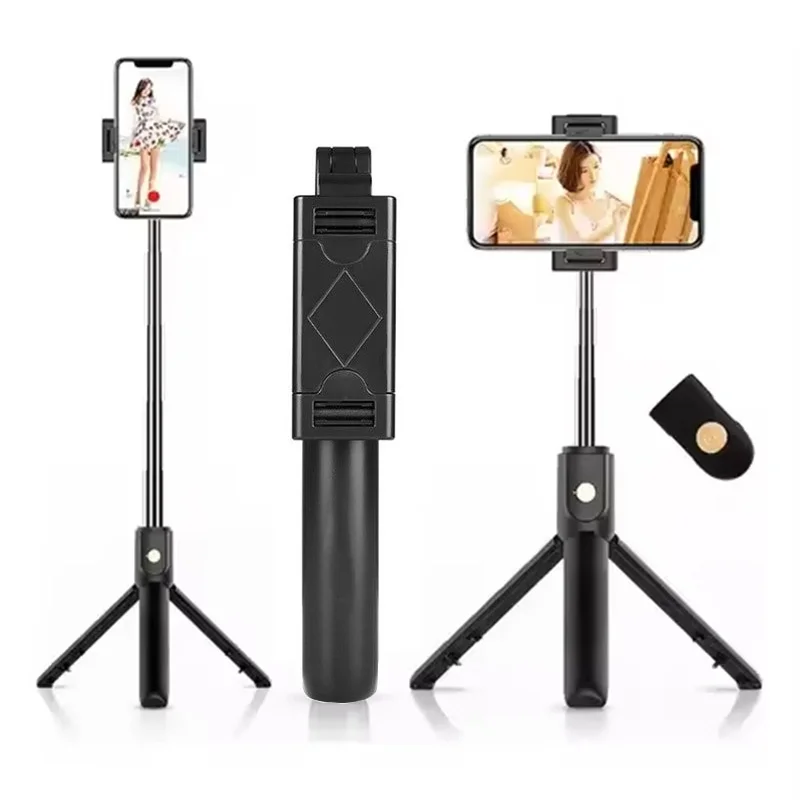 Faltbarer 3-in-1 Mini-Selfie-Stick mit kabelloser Bluetooth-Fernbedienung, Stativ und Einbeinstativ für iPhone, Xiaomi, Huawei-Handys, für Video- und Live-Übertragungen.