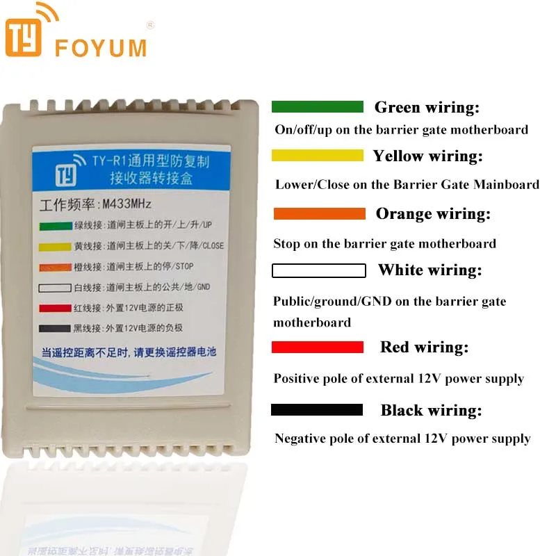 

Ty-R1 433MHz RF (Radio Frequency), Universal Anti Duplication Receiver Adapter Box, Relay Remote Garage Door Universal Wireless