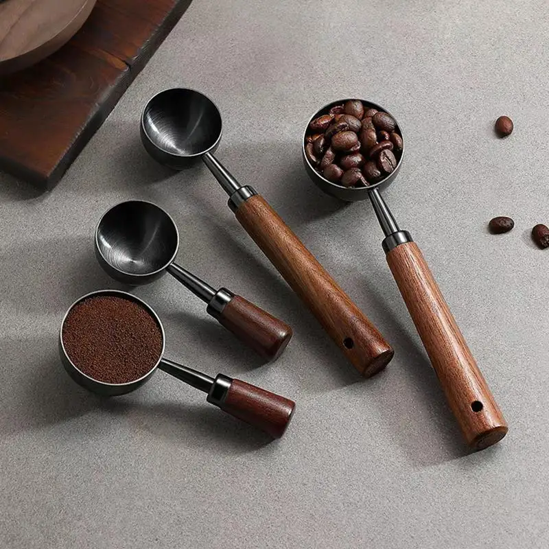 Stainless Steel Handle Walnut Wood Coffee Scoop 1TBSP Measuring Spoon For Consistent Coffee Serving Kitchen Tool