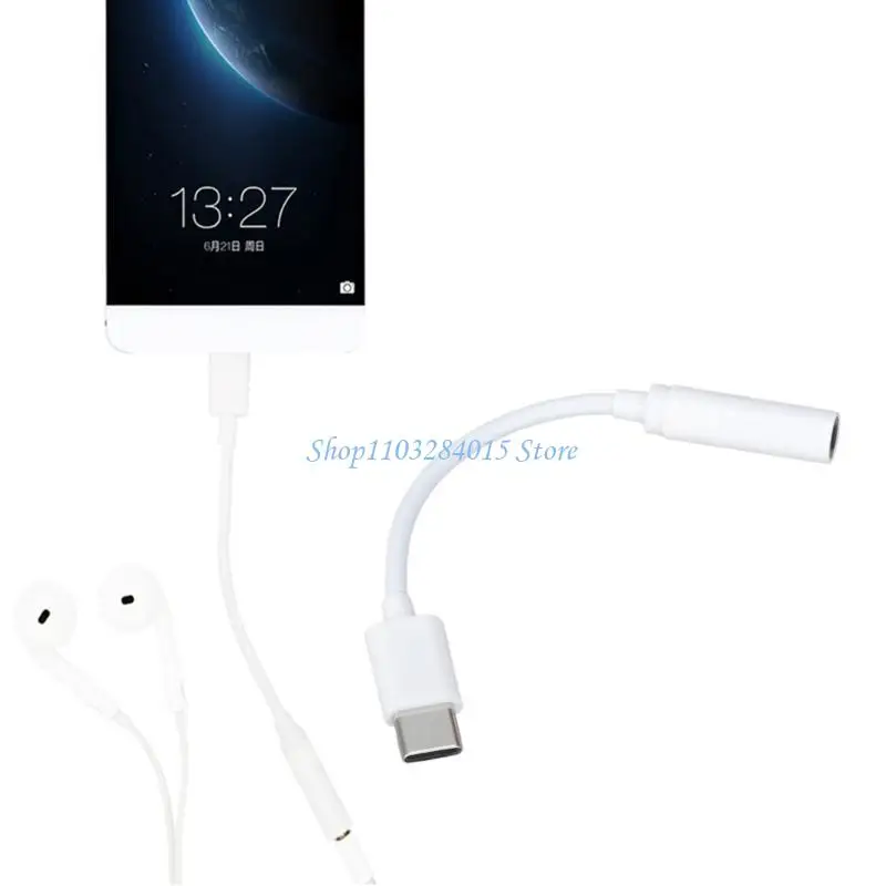 R6FF Light-weighted Usb Type C Male to 3.5mm Earphone Headset Female Adapter