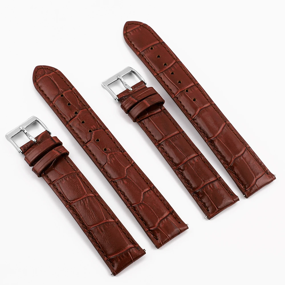 Premium Vintage Genuine Leather Watch Strap 20mm Red Brown Watchband Handmade Stitching Quick Release Watchband for Men