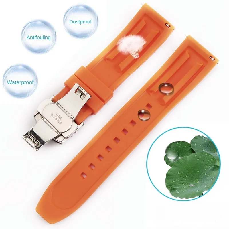 Universal Brand Flat Interface Fluororubber Watch Strap 18/19/20/21/22/23/24mm