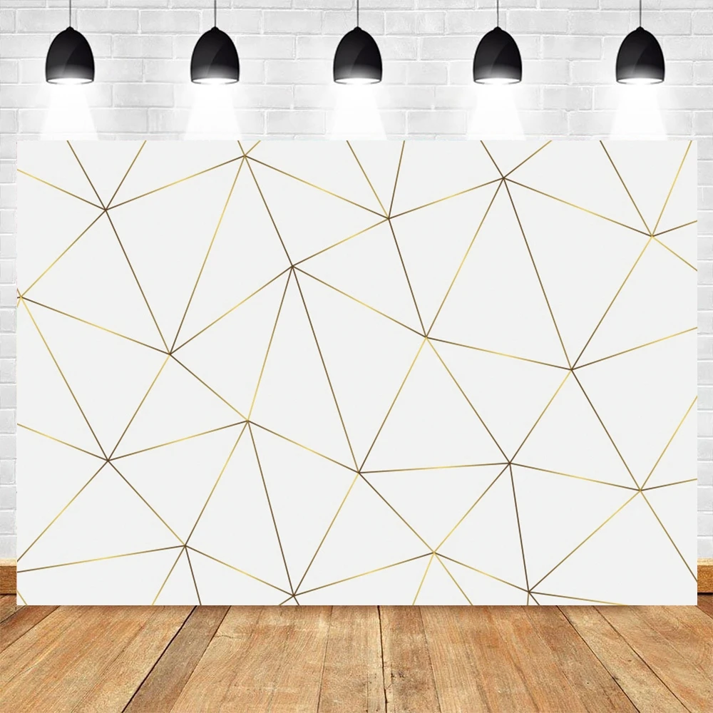 3D Geometric Golden Line Pattern Photography Backdrop Modern Stereoscopic Abstract Scene Room Decor Photocall Photo Background