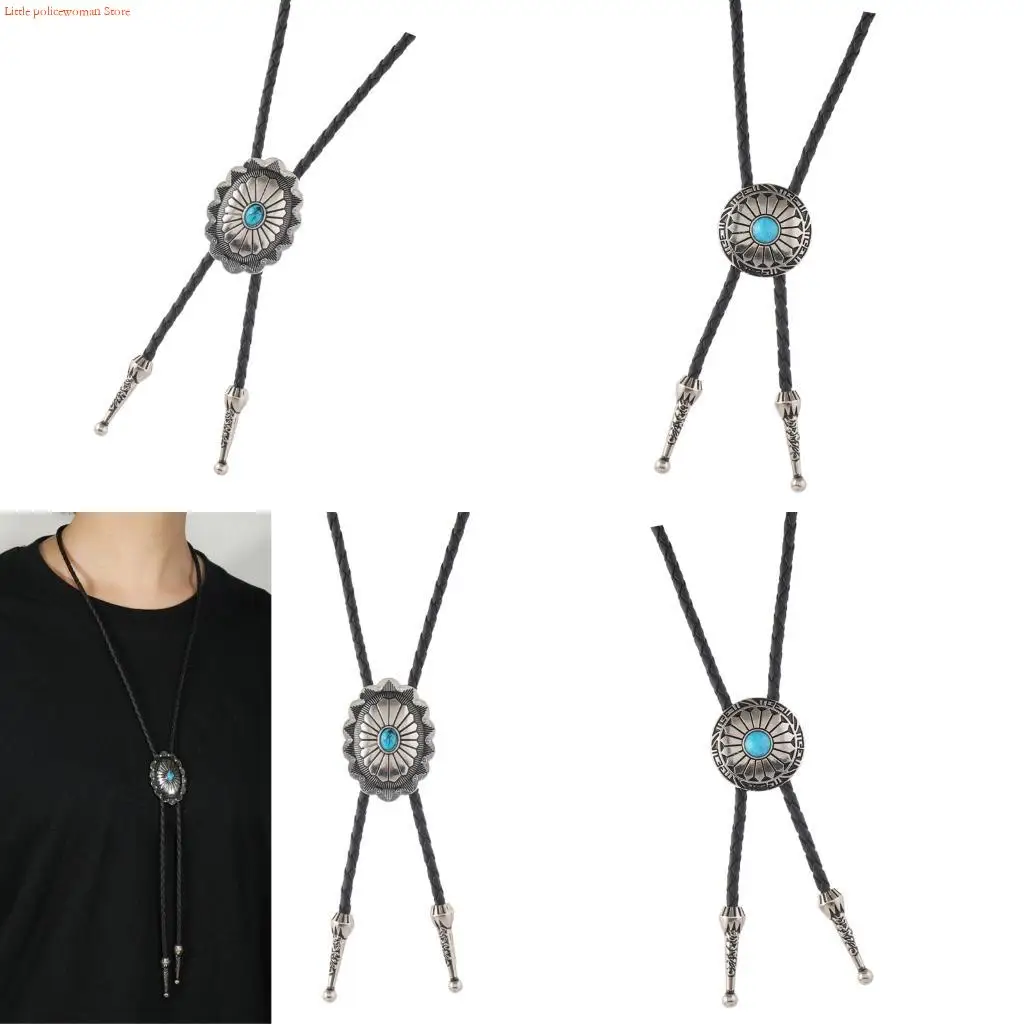 F92D Posting Flower Bolo Tie Collar para hombres Mujeres Correo cuero cuero ajustable Corbalo Corbal