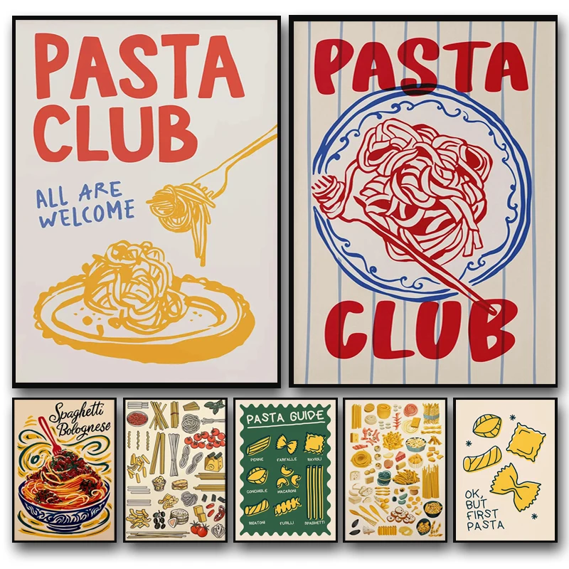Home Cooking In Italian - Minimalism Delicious Pasta Poster Trendy Breakfast