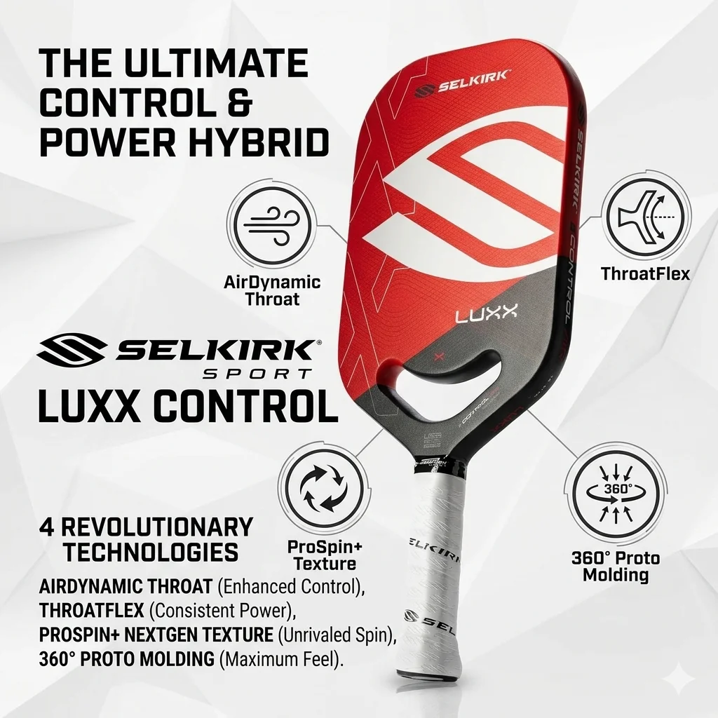 

Selkirk LUXX Control Pickleball Paddle Carbon Fiber 20mm X7 Honeycomb Core USAP Approved Professional Training Competition Racke