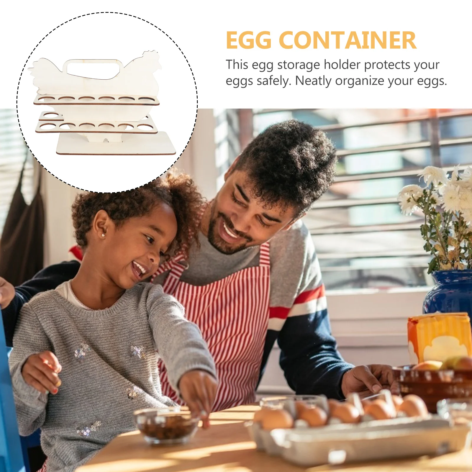 

1pc Wooden Egg Holder Chicken Shape Two-Layer Stackable Storage Rack For Kitchen Table Desktop Organizer Shelf Container