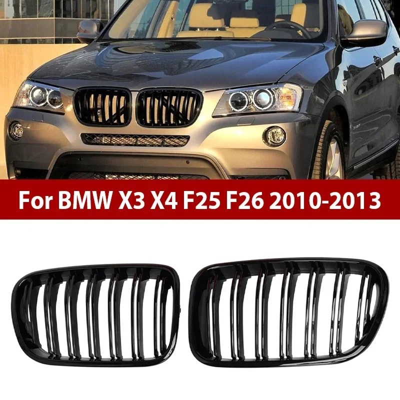 

For BMW X3 F25 2010-2013 X4 F26 2011-2013 Gloss Black Car Front Bumper Grilles Racing Front Bumper Kidney Grille Car Accessories