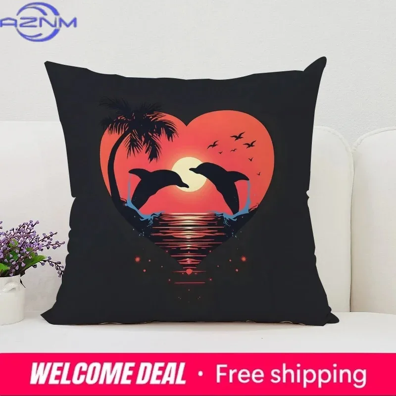 Home Decoration Cute Dolphin Decorative Pillowcase 40x40 Aesthetic Room Decoration Cover for Pillow Cases 45x45 Cushion Cover