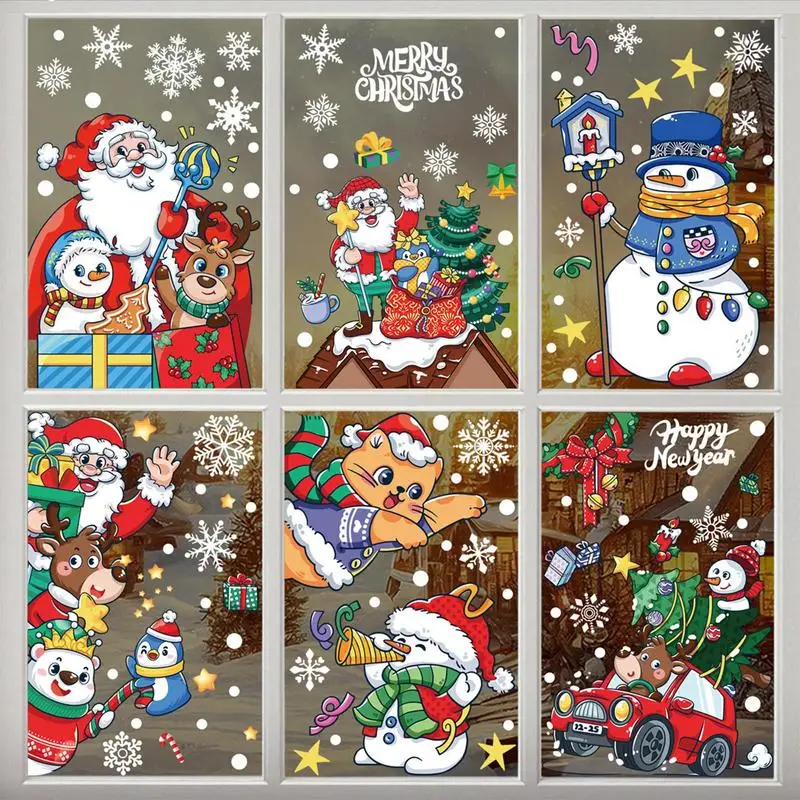 Window Decals For Christmas Winter Snowflake Static Clings Christmas Ambience Window Decor Accessories For Tiles Household