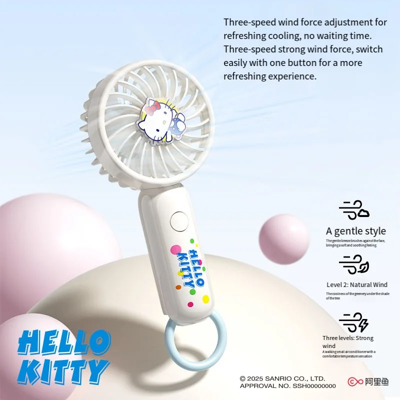 Sanrio Cinnamoroll Mini Cute Handheld Fan Summer Cartoon Student Portable Hanging Vertical Desktop Cooling Small Fan Girl Gift