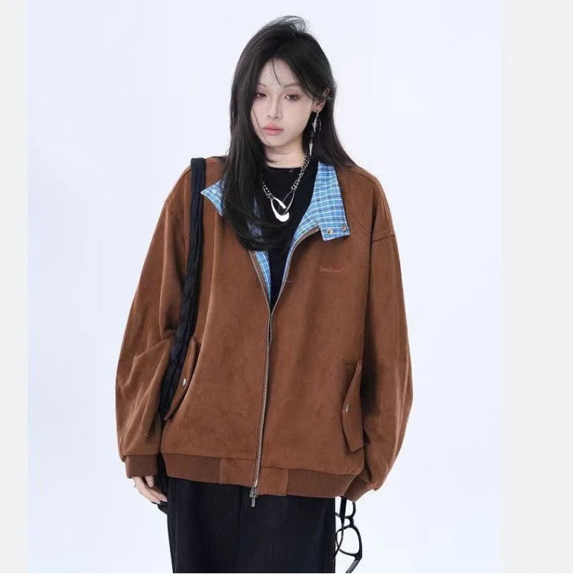 Spring and Autumn Korean Version of Maillard Casual Loose Collar Jacket for Women+casual Jeans Two-piece Set