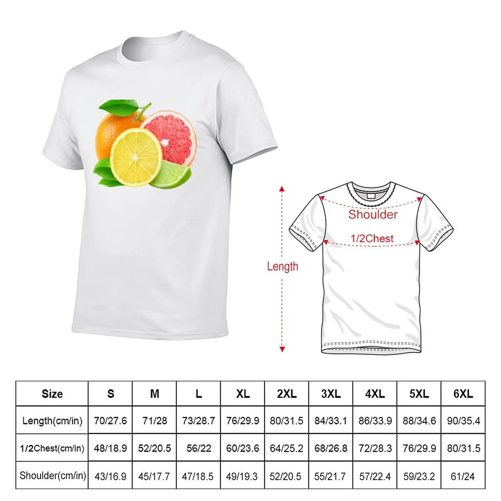 Various citrus fruits T-Shirt Basic Simple Casual Short Sleeve Tee