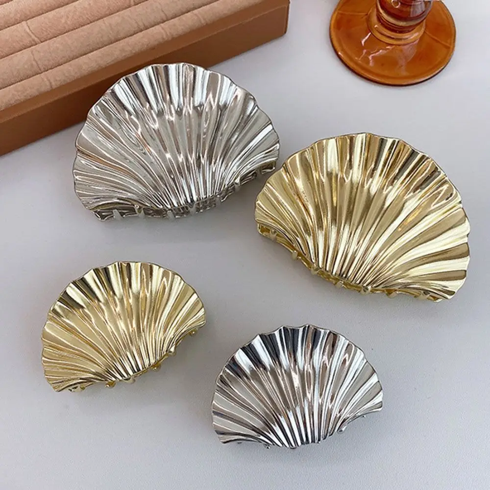 1Pcs New Punk Hair Claw Clip Metal Glossy Barrettes Hairpin Irregular Shell Shark Clip For Women