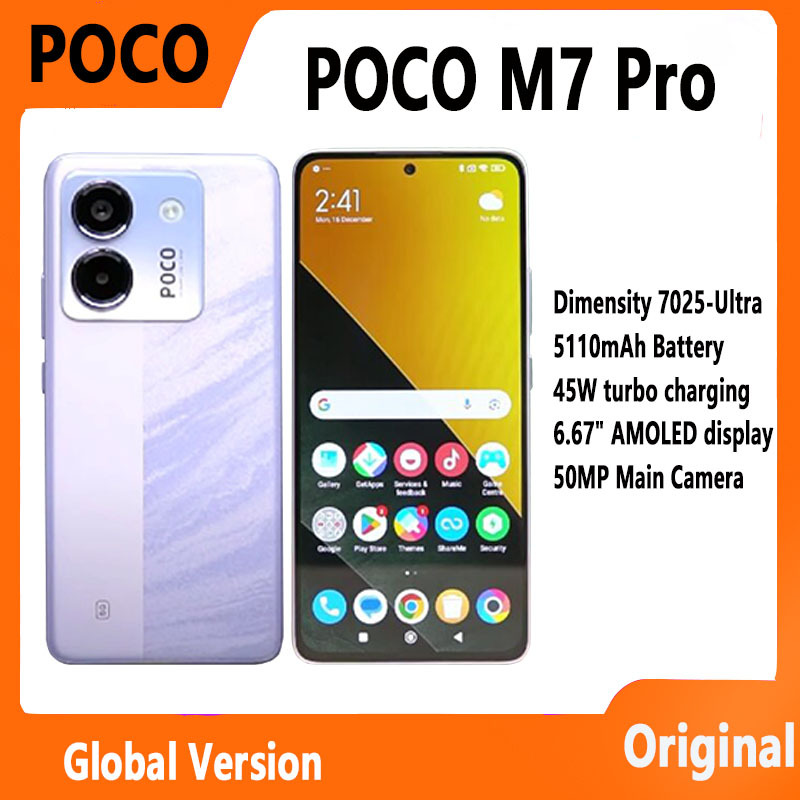  【Brand+】Newest POCO M7 Pro 5G Global Version Dimensity 7025-Ultra 120Hz FHD+ Eye-care AMOLED Display 5110mAh Battery NFC 