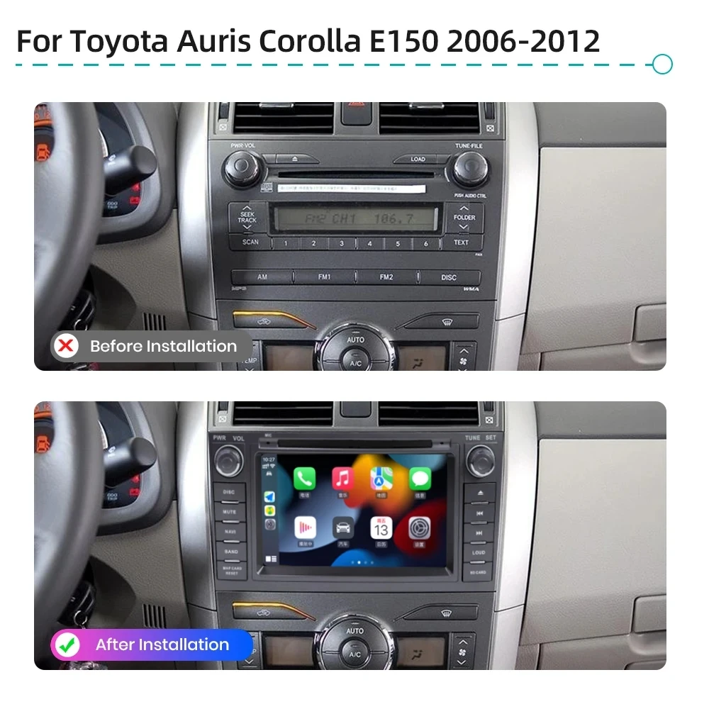 Untuk Toyota Auris E150 Corolla Levin 2006-2012 CarPlay 7 ''Android 12.0 Pemutar Android Mobil 8GB 128G radio mobil multimedia GPS WiFi